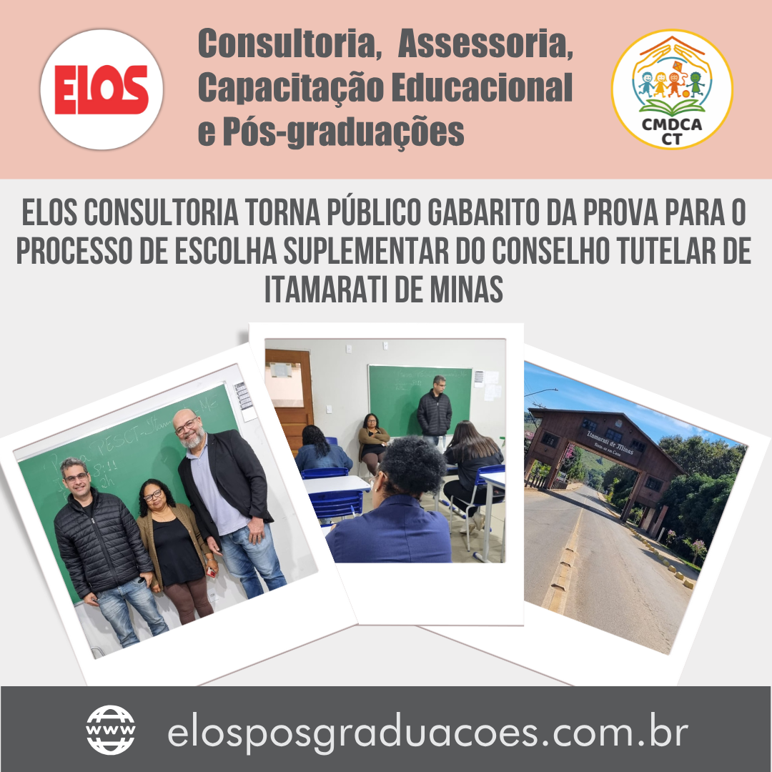 ELOS Consultoria divulga gabarito da prova para o Processo de Escolha Suplementar do Conselho Tutelar de Itamarati de Minas